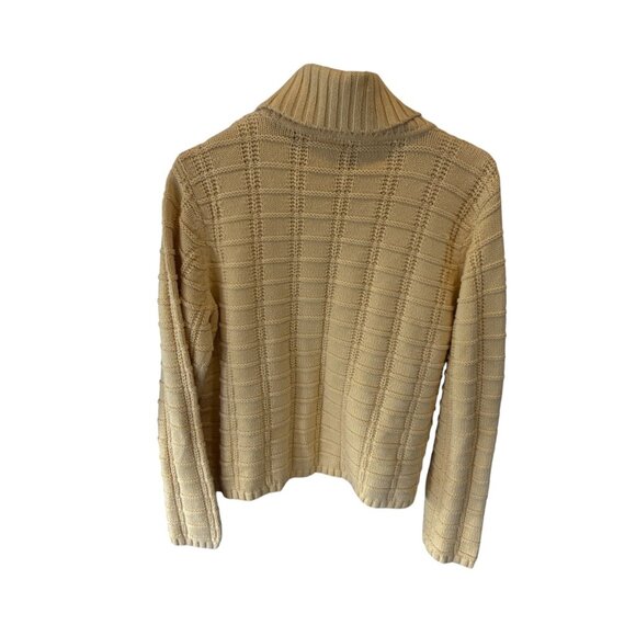 Liz Claiborne Turtleneck Sweater L Cream Textured Knit Cotton Petite Vibrant - Picture 3 of 4